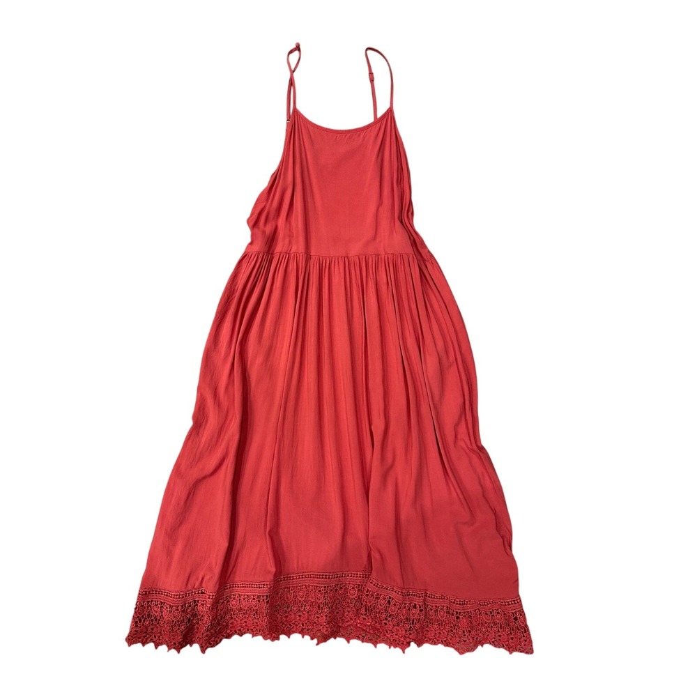Intimately Free People Coral Lace Trim Tiered Maxi Dress S‎ P
